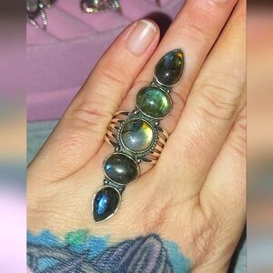5 Stone Labradorite Statement Ring